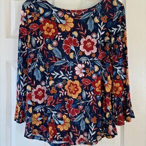 Ruby Rd. Fall Floral Shirt 3/4 Sleeve